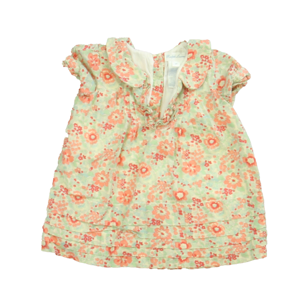 Ralph Lauren Girls Green | Pink Floral Dress size: 6 Months